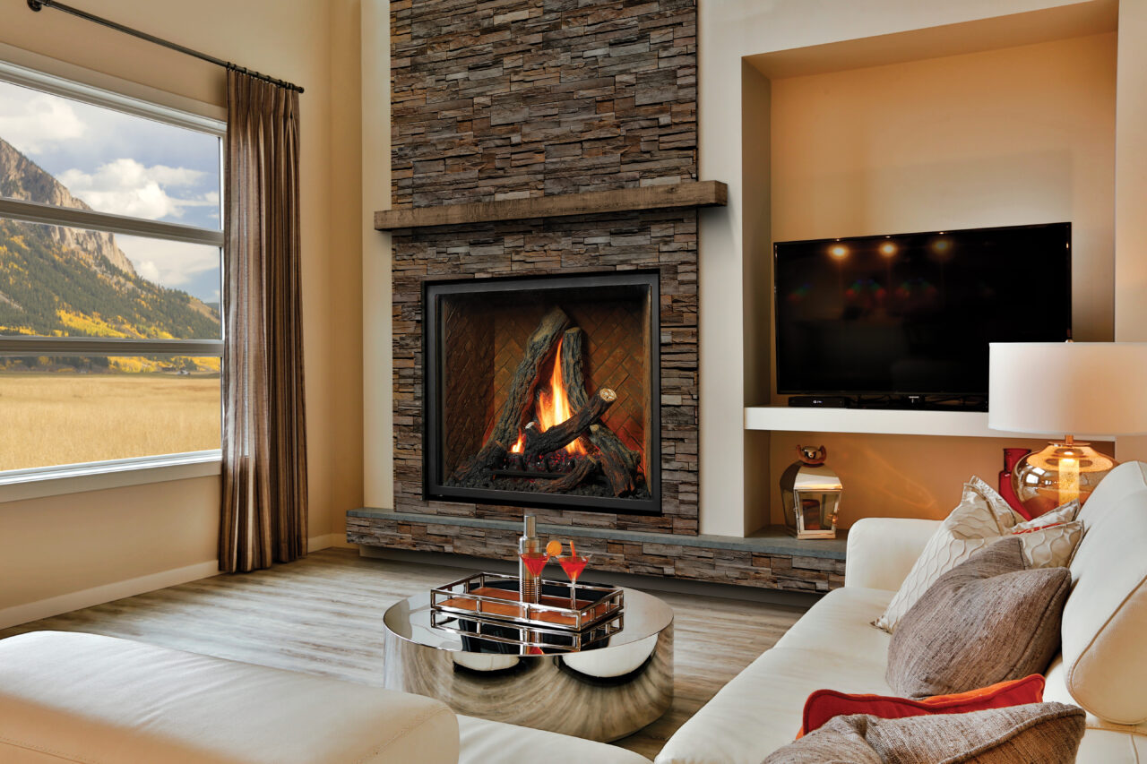 Marquis Bentley 48 w/ Oak Logs & Herringbone Brick