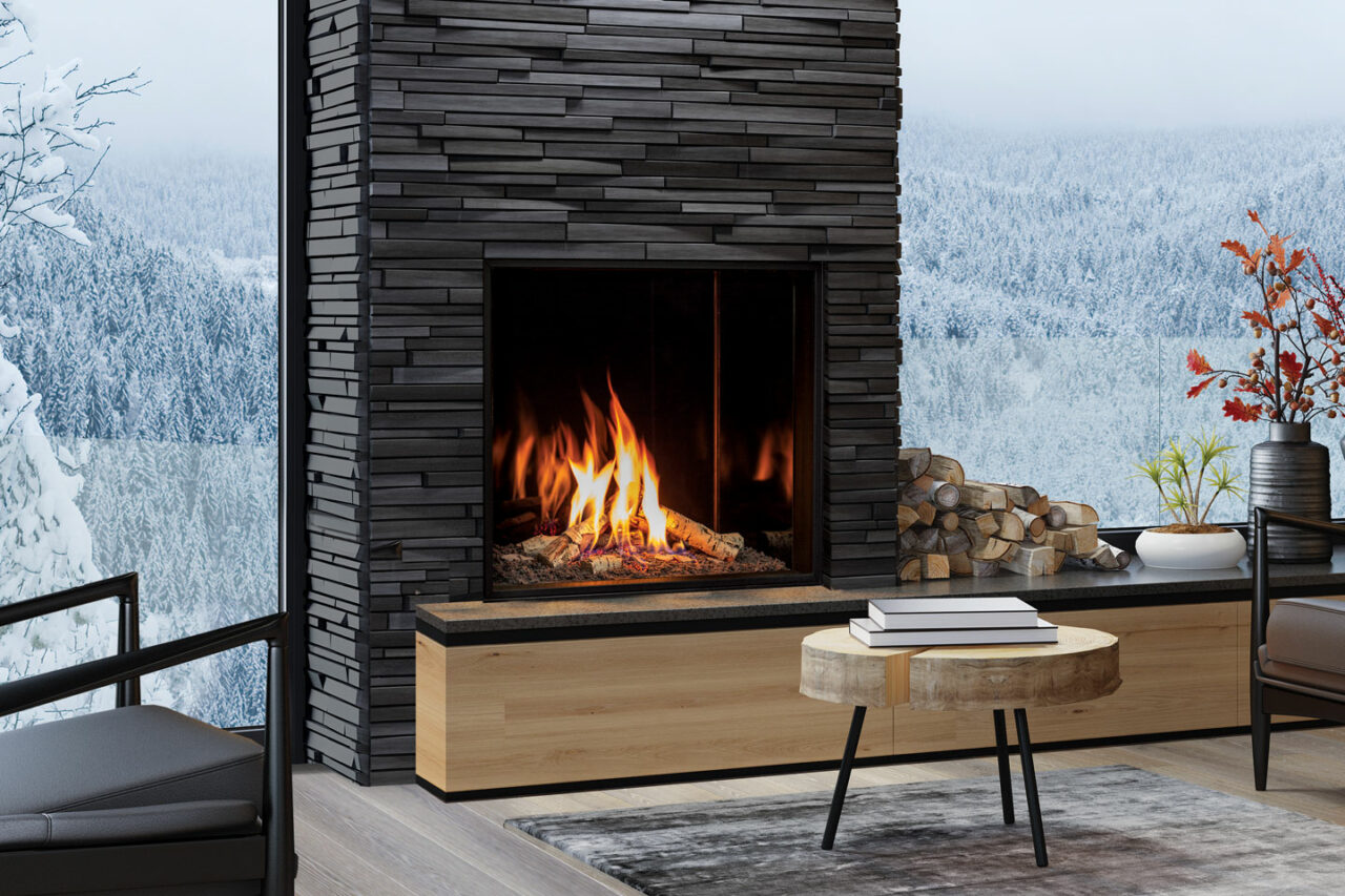 Urbana U33 w/ Birch Logs & Reflective Glass Liner